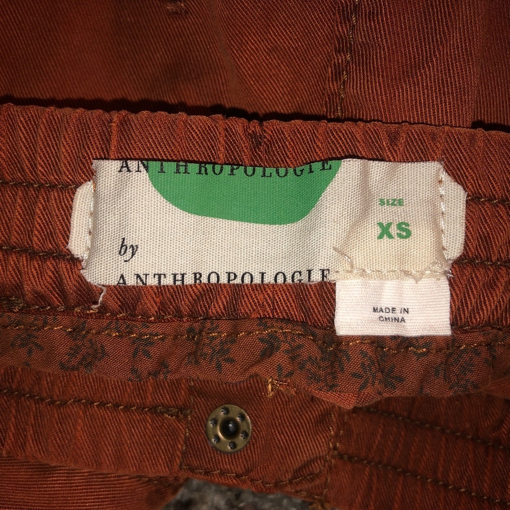 Anthropologie Rowan Embroidered Joggers brown orange (size XS) - Picture 9 of 11